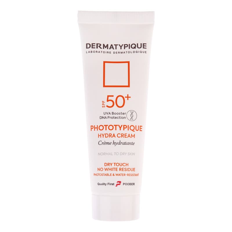 فلوئید ضدآفتاب بی رنگ درماتیپیک SPF50+ مدل Hydra مناسب پوست خشک، حجم 40 میلیلیتر
