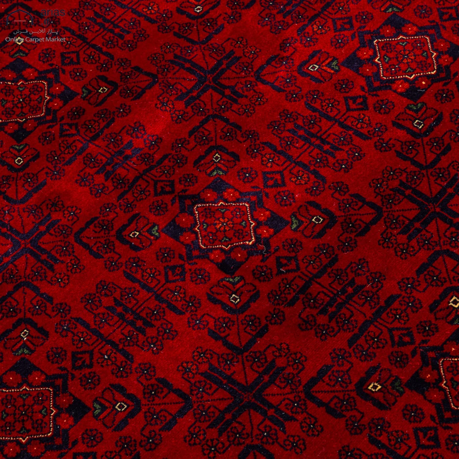 فرش دستباف سه متری کرک زمینه لاکی بافت افغان کد D04230A — تصویر ۵