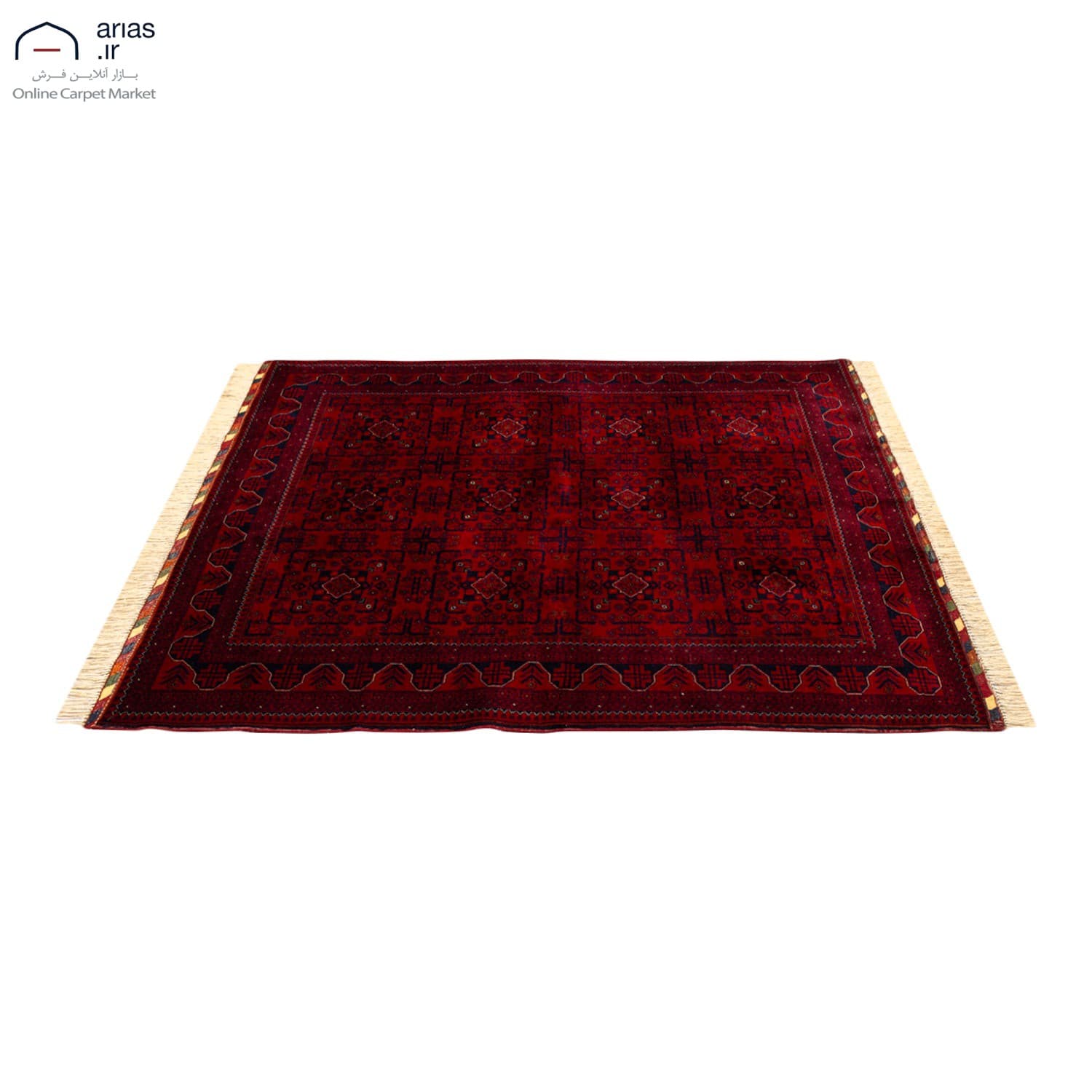 فرش دستباف سه متری کرک زمینه لاکی بافت افغان کد D04230A — تصویر ۴
