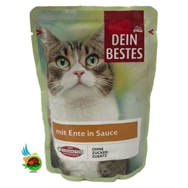 پوچ گربه دین بستس با طعم گوشت اردک در سس مخصوص Dein bestes mit ente in sauce وزن 100 گرم