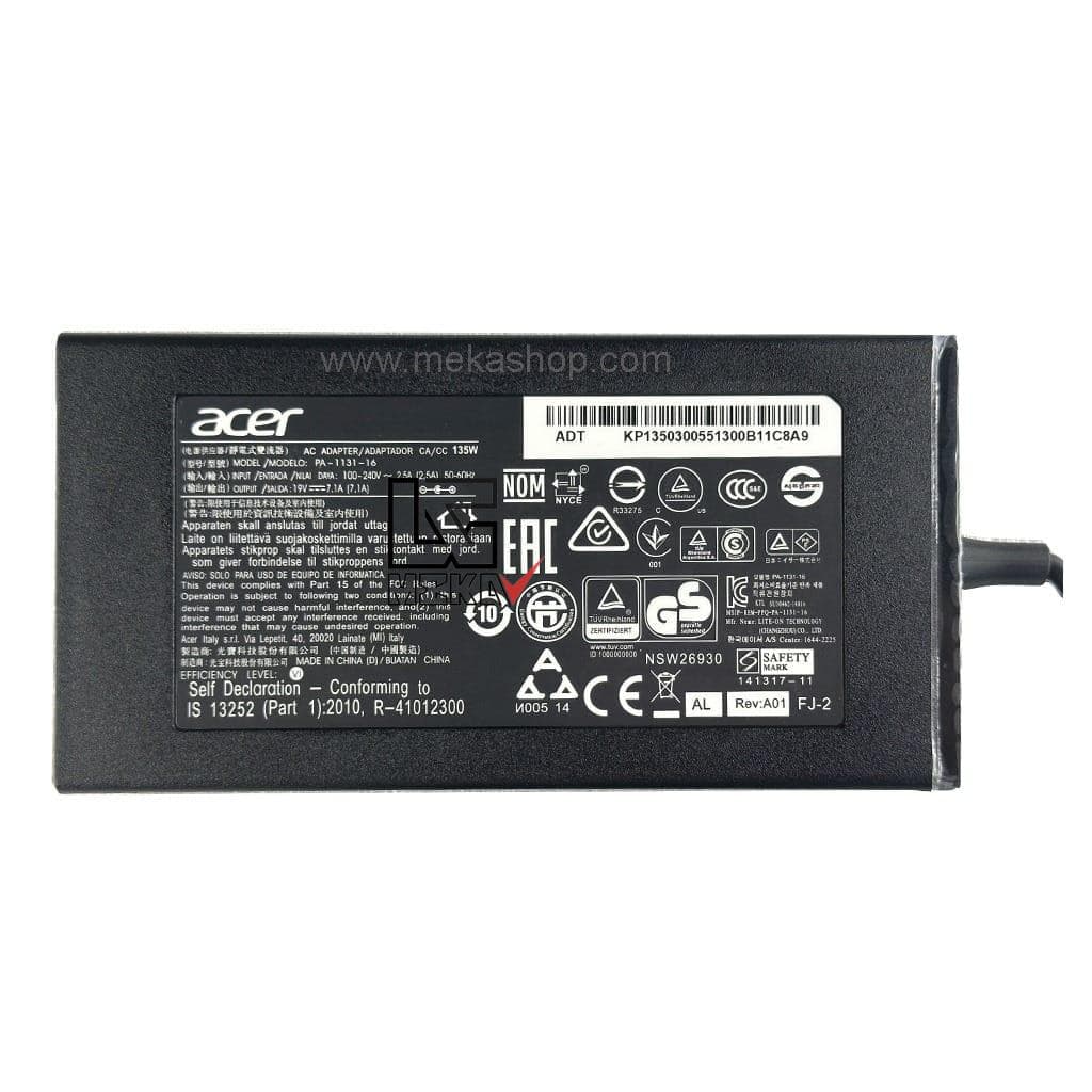 شارژر آداپتور لپ تاپ ایسر Acer 19V 7.1A Pin 5.5*1.7 — تصویر ۲