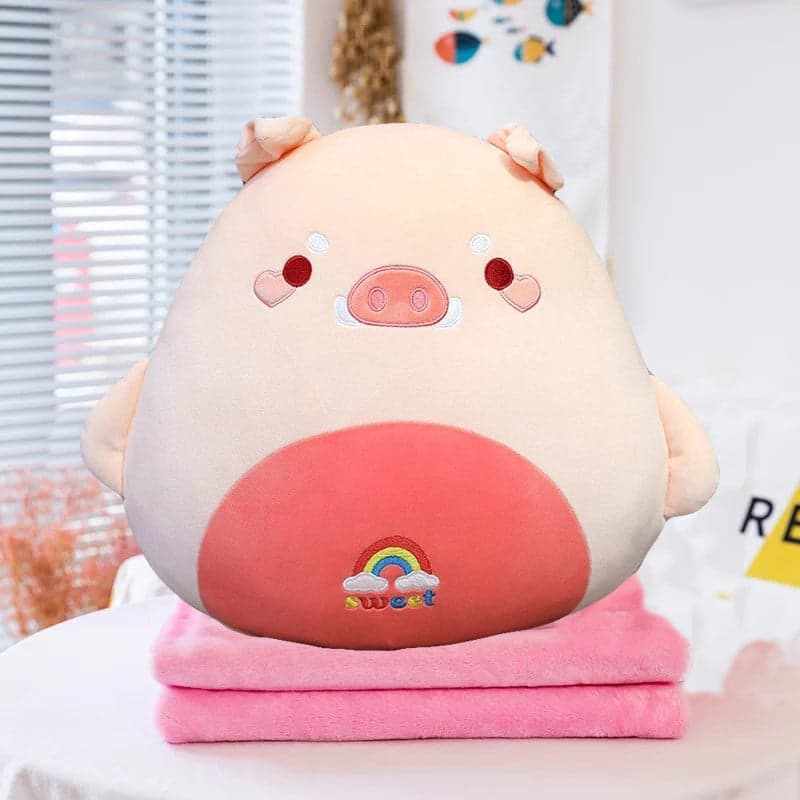عروسک طرح خوک بالشتی مدل JM110 ارتفاع 50 سانتیمتر به همراه پتو