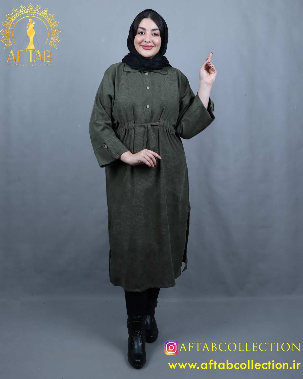 مانتو کفتان مخمل کبریتی سایزبزرگ 6236