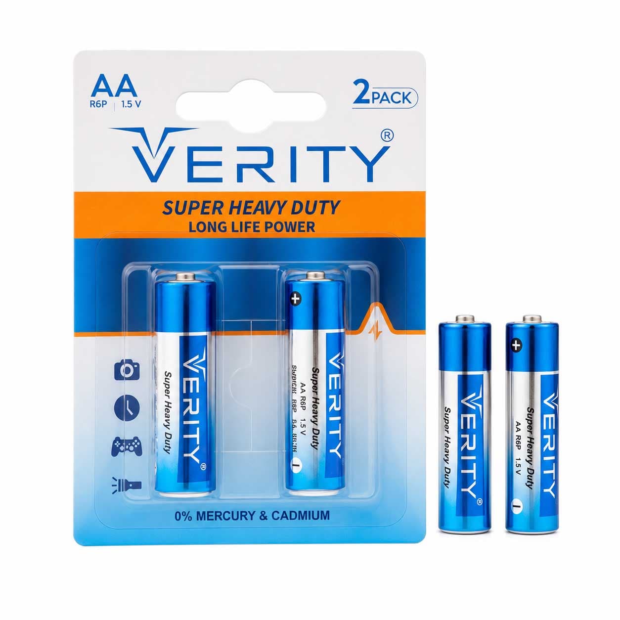 باتری قلمی VERITY Hevy Duty AA کارتی بسته 2 تایی
