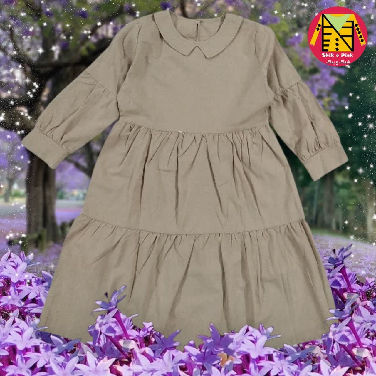 ژیله سارافون مجلسی پاپیون گلدوزی بوته گل سایز بزرگ دخترانه (8 تا 15 سال) — تصویر ۷