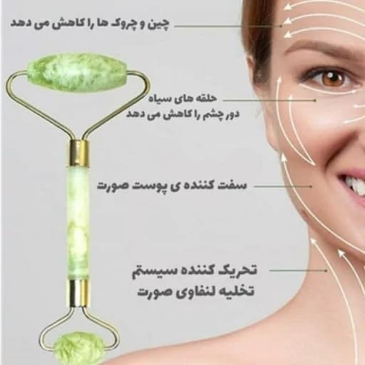 ست جیدرولر سنگ یشم سبز ضد پیری پوست جوانساز و شاداب کننده کمک به زاویه سازی صورت و فک لیفتیک صورت دور چشم مراقبت پوستی — تصویر ۳