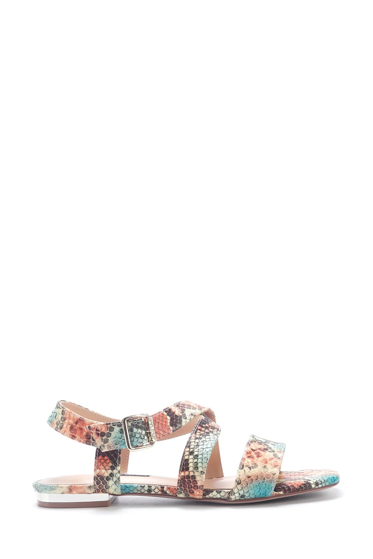 صندل تخت زنانه ناین وست مدل ETRINA2 5FX رنگ نارنجی طرح پوست ماری