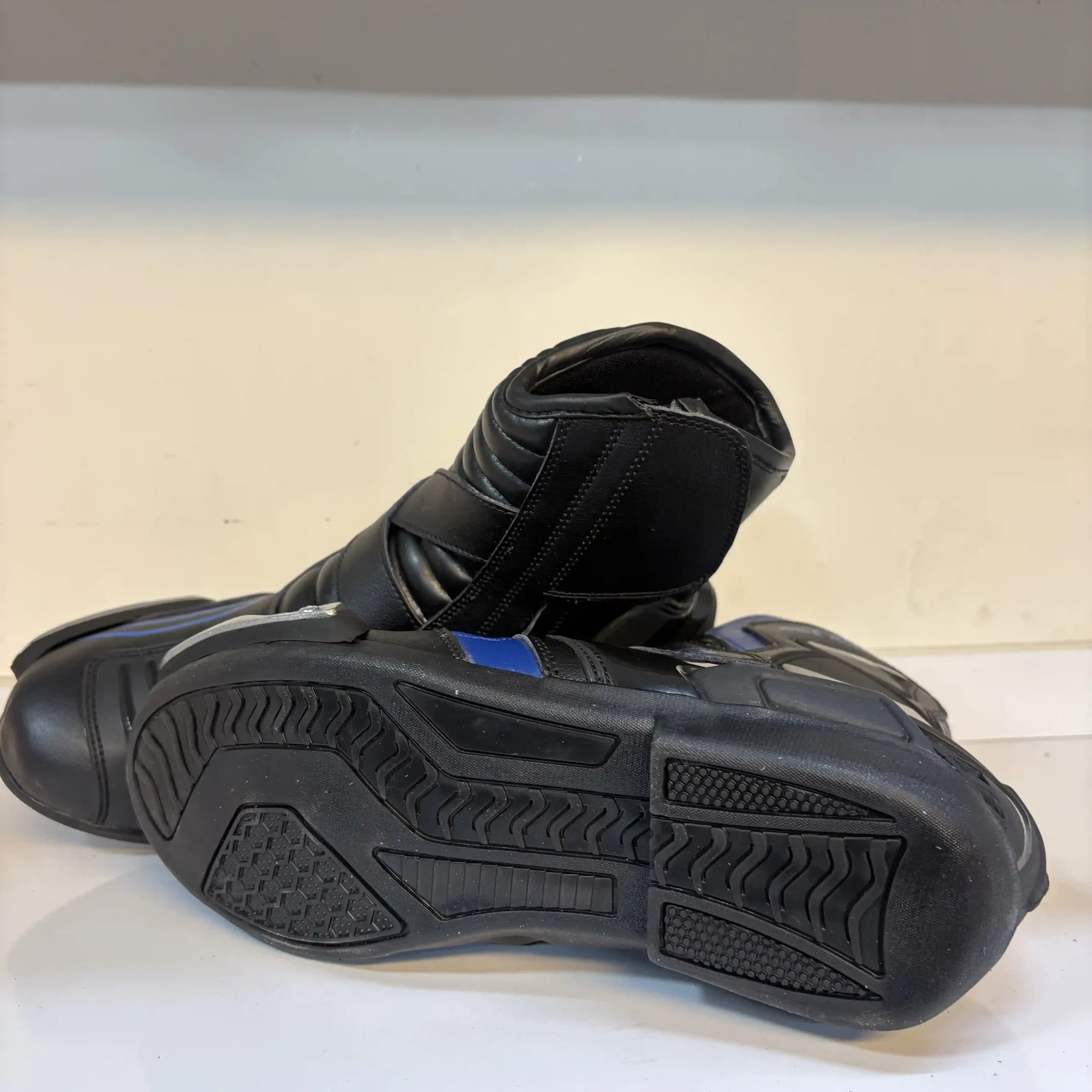 نیم بوت موتورسواری Race Rider چرم طبیعی آبی | محافظدار و حرفهای — تصویر ۳