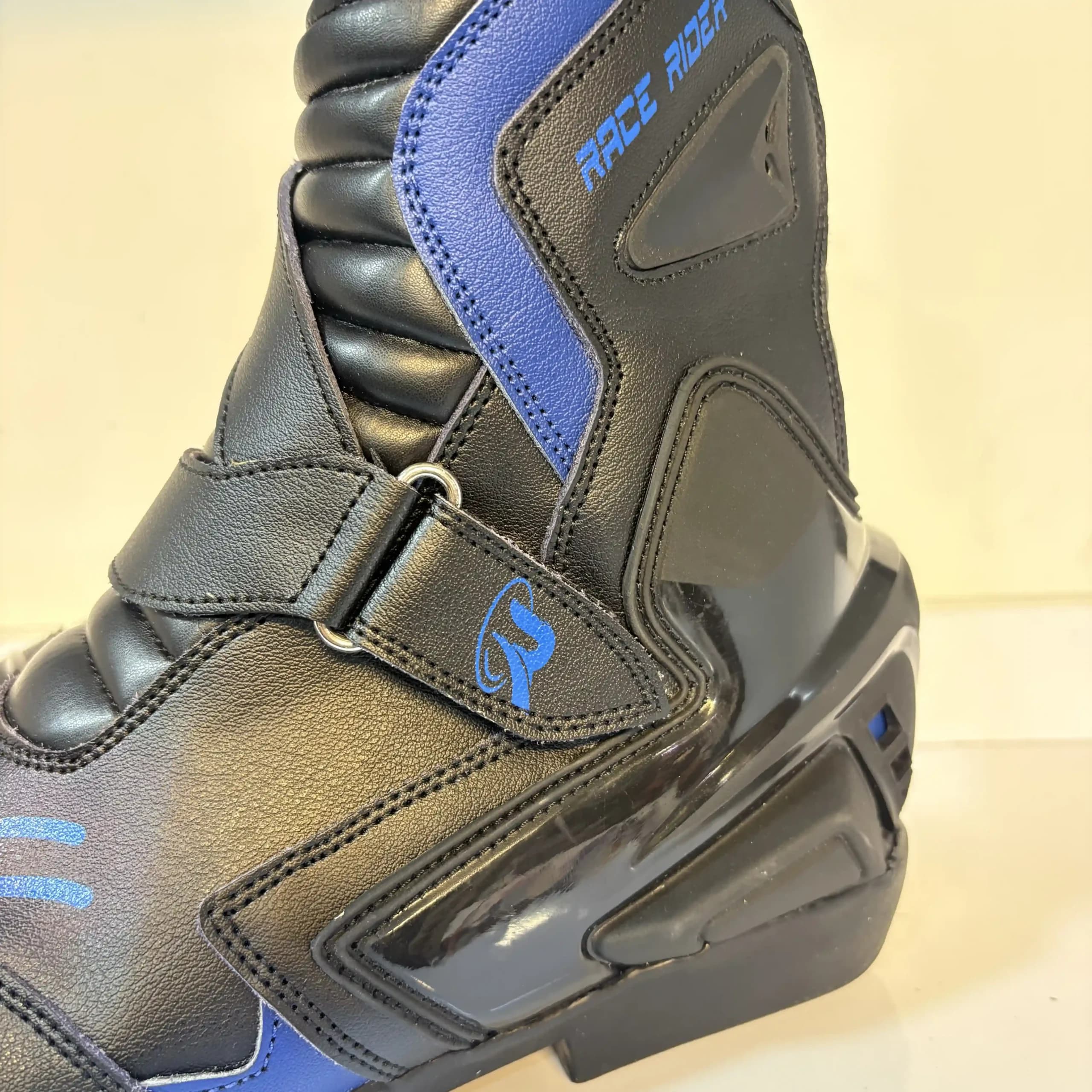 نیم بوت موتورسواری Race Rider چرم طبیعی آبی | محافظدار و حرفهای — تصویر ۵