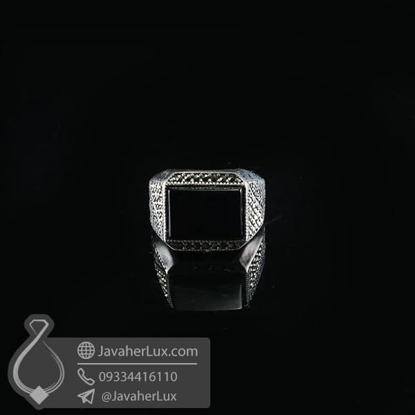 انگشتر نقره مردانه عقیق سیاه _ کد : 100724