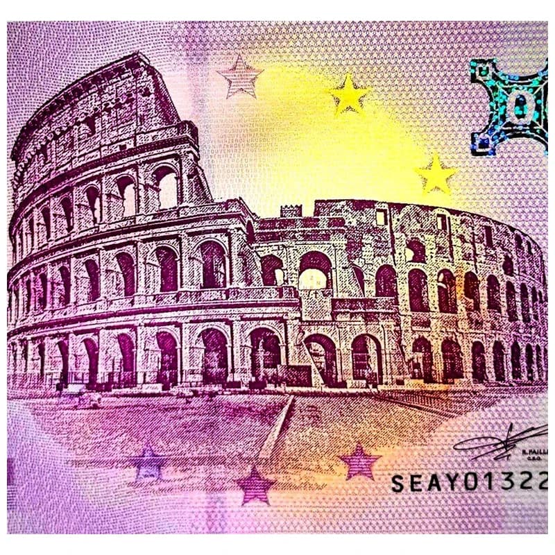 اسکناس صفر یورو کولوسئوم رم 2019 Roma Colosseo — تصویر ۵
