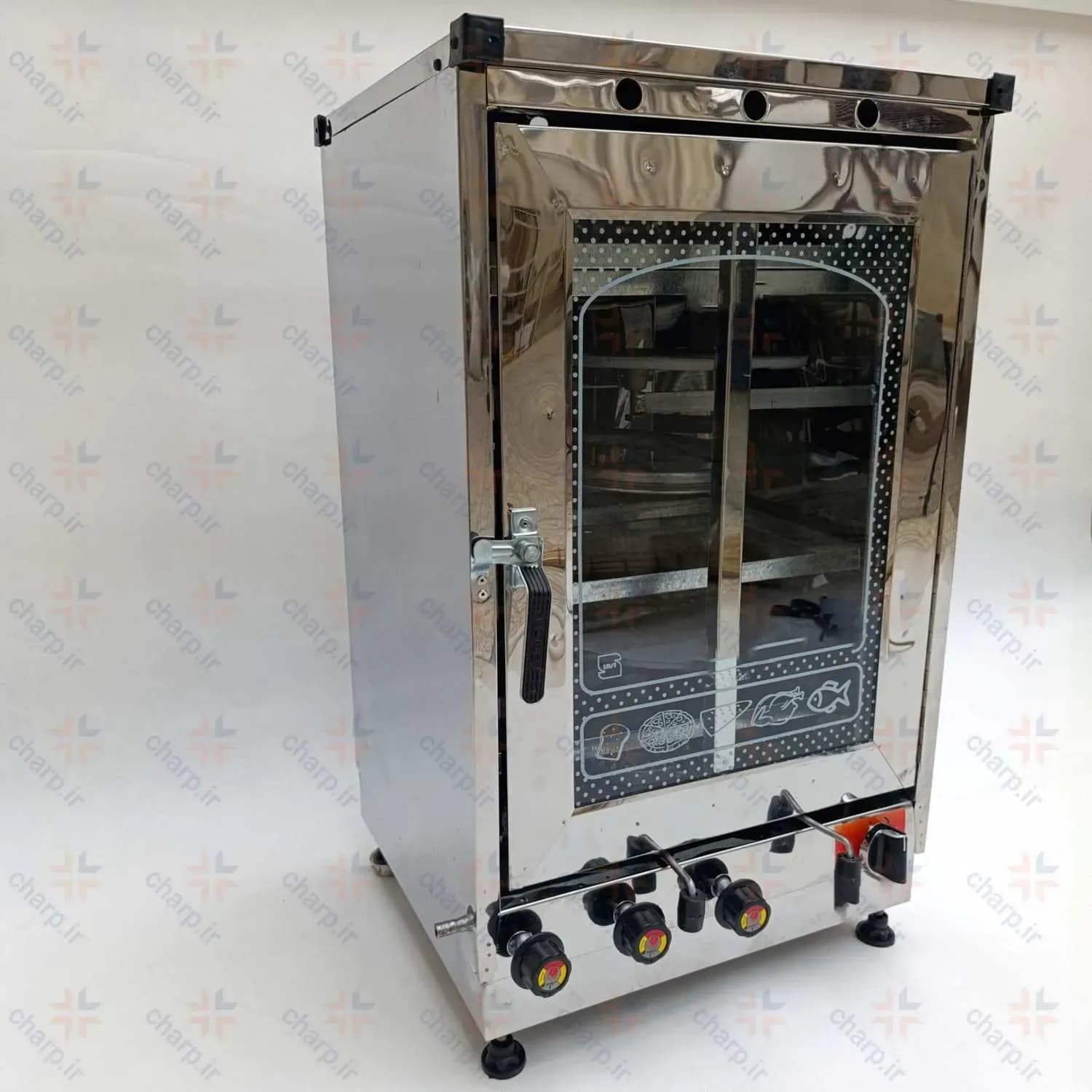 تنور گازی دوساج چهارسینی استیل تایمردار کد 824t — تصویر ۵