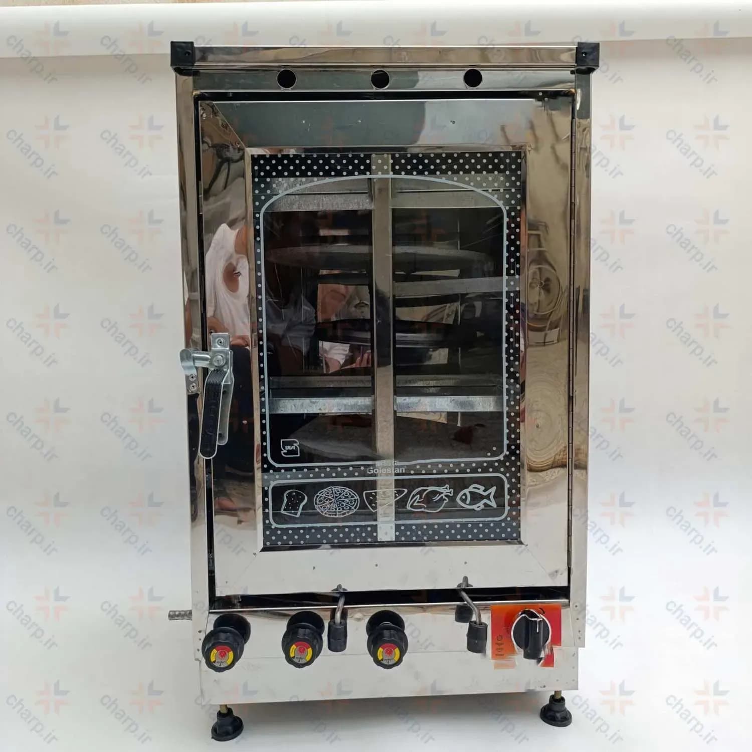 تنور گازی دوساج چهارسینی استیل تایمردار کد 824t — تصویر ۲