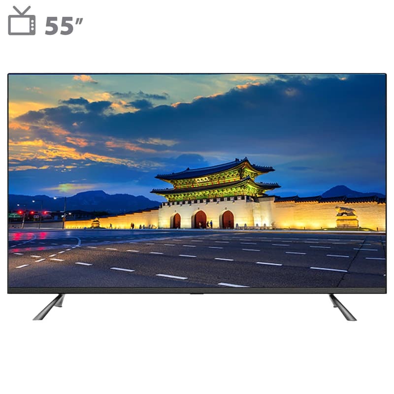 تلویزیون 55 اینچ LED هوشمند دوو مدل 55DM4000 با کیفیت تصویر 4K، پنل VA با نور پسزمینه DLED، نرخ تازهسازی 60 هرتز، پشتیبانی از HDR10 و Dolby Vision، سیستم صوتی دو کاناله 24 وات با فناوری Dolby Atmos
