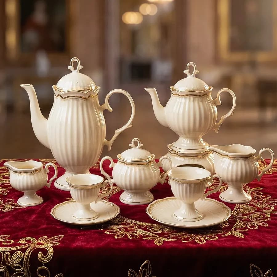 سرویس چینی مارگریت طرح سناتور 18 نفره 145 پارچه چینی توس قالب ناتالی — تصویر ۵