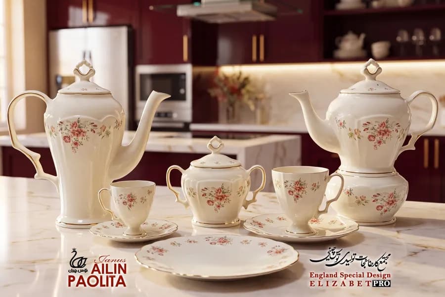 سرویس چینی الیزابت پرومکس طرح پائولیتا 6 نفره 31 پارچه توس چینی ژانوس قالب آیلین — تصویر ۸