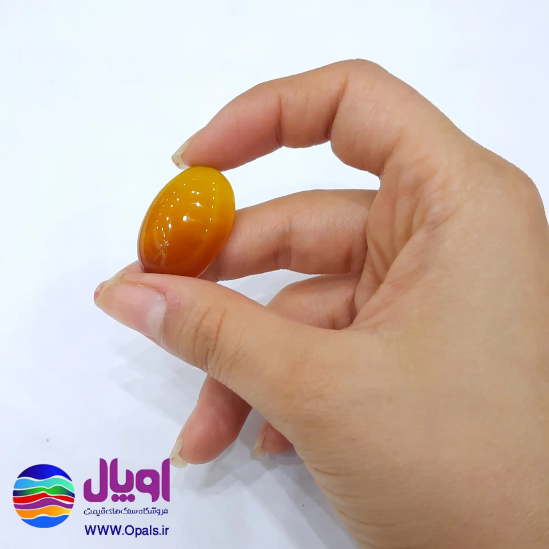 نگین عقیق نارنجی بیضی 5.8 گرم — تصویر ۴