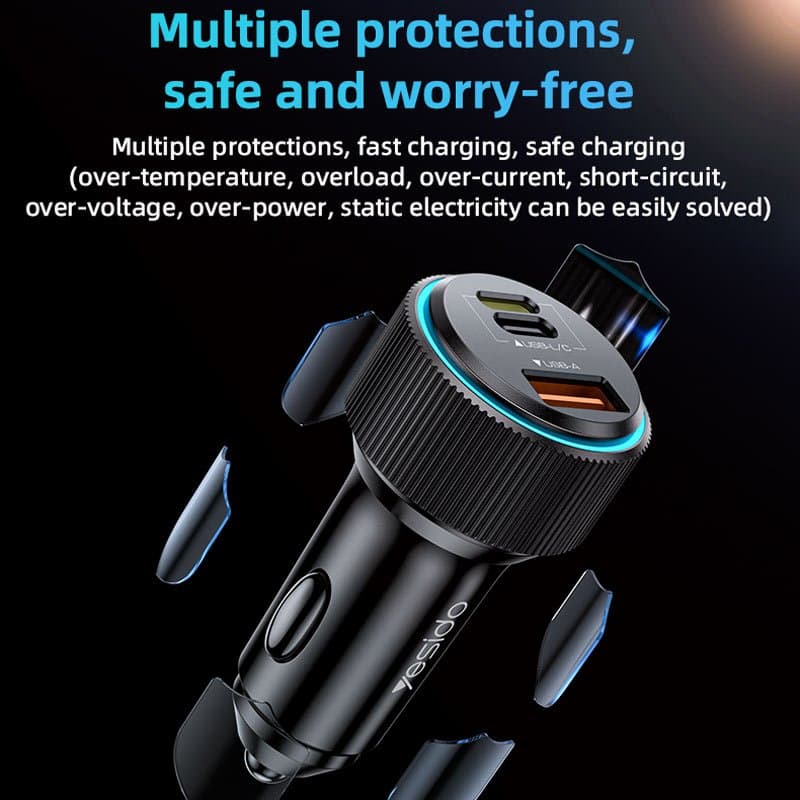 شارژر فندکی یسیدو Yesido مدل Y60 PD 38W — تصویر ۵