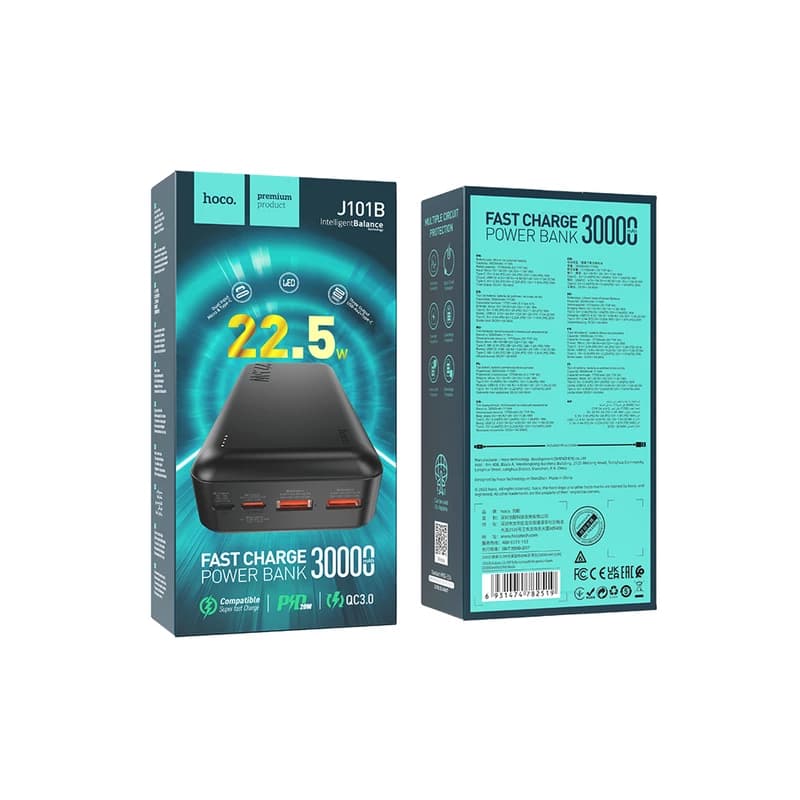 پاوربانک هوکو hoco مدل J101B PD+QC3.0 22.5W ظرفیت 30000 میلی آمپر ساعت
