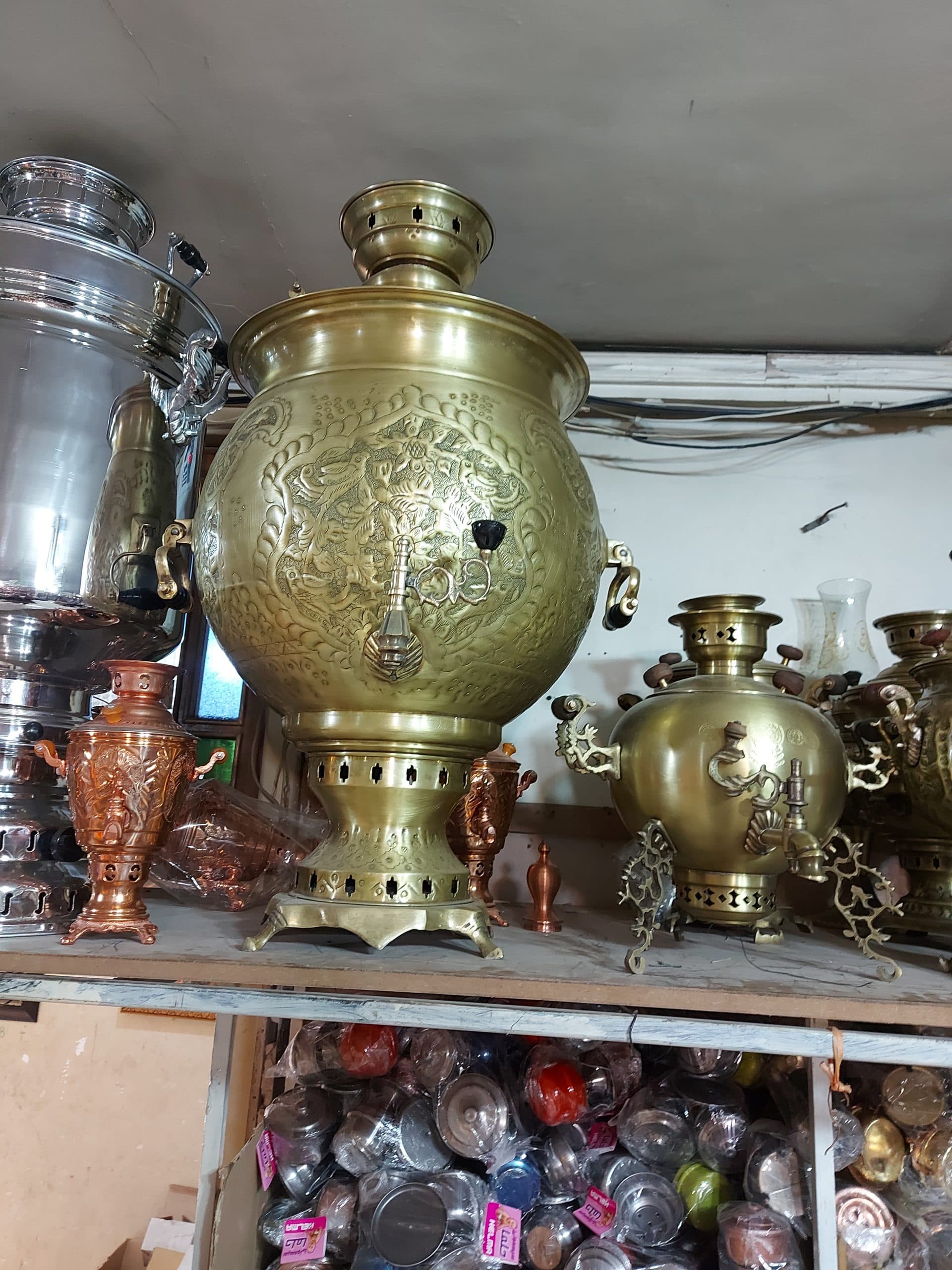 سماور ذغالی 80 لیتری برنجی