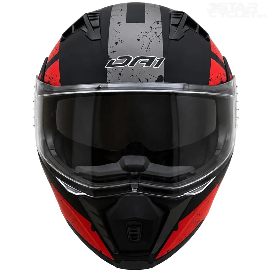 کلاه کاسکت فک متحرک دی ای وان مدل 106MATT BLACK GRAPHIC RED — تصویر ۴