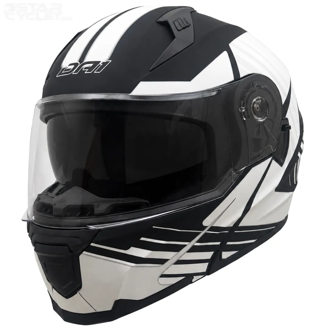 کلاه کاسکت فک متحرک دی ای وان مدل 105MATT BLACK GRAPHIC WHITE