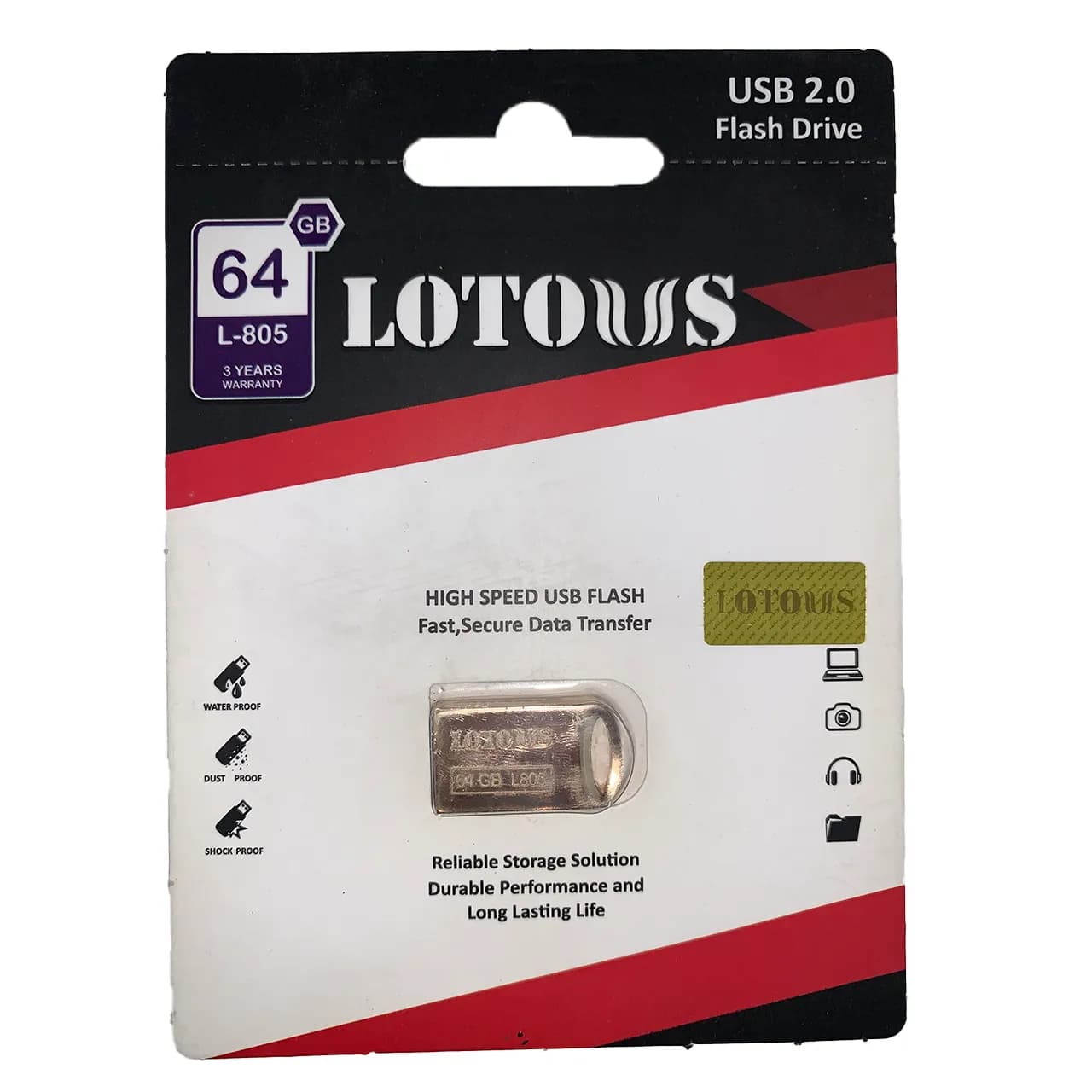 فلش لوتوس USB 2.0 مدل L-805 ظرفیت 64GB – (گارانتی لایف تایم لوتوس)