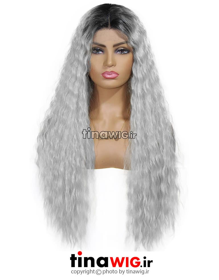 کلاه گیس فرق وسط زنانه آمبره مشکی/سیلور ویو مصنوعی AH251-2TT4603