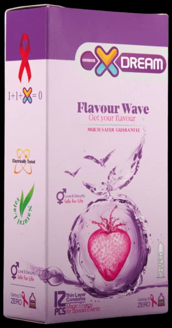 کاندوم میوه ای ایکس دریم مدل Flavour Wave بسته 12 عددی — تصویر ۳