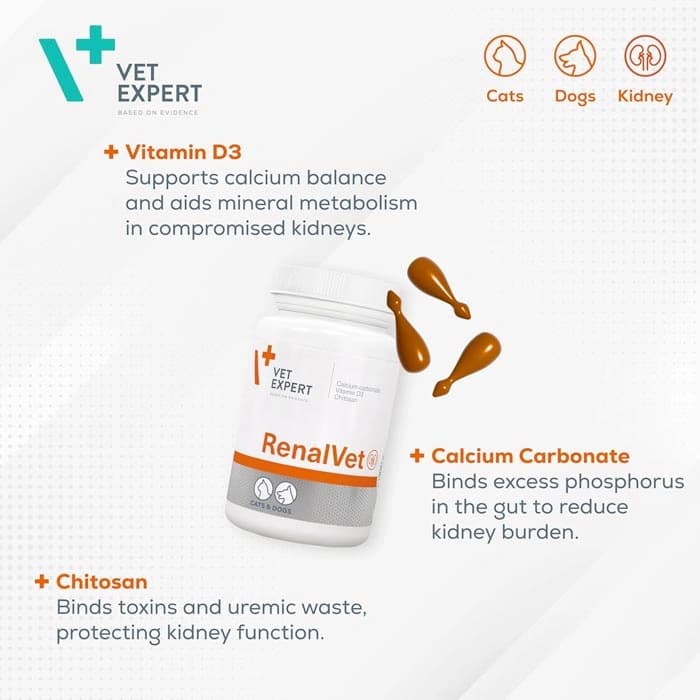 کپسول مکمل سگ و گربه وت اکسپرت برای پشتیبانی بیماری مزمن کلیه 60 عددی Vet Expert RenalVet — تصویر ۵