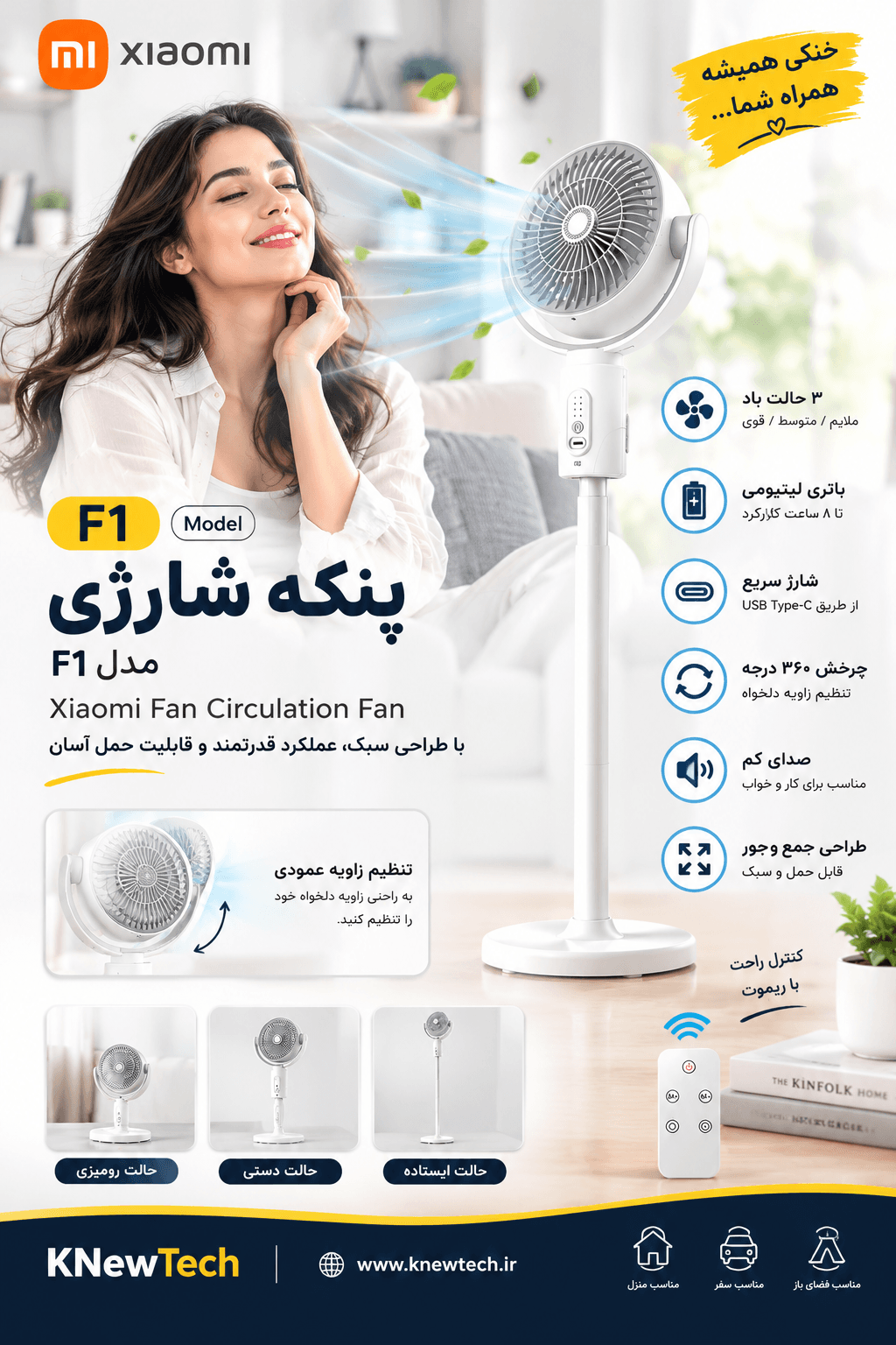پنکه شارژی مدل F1 Fan Circulation Fan — تصویر ۱۰