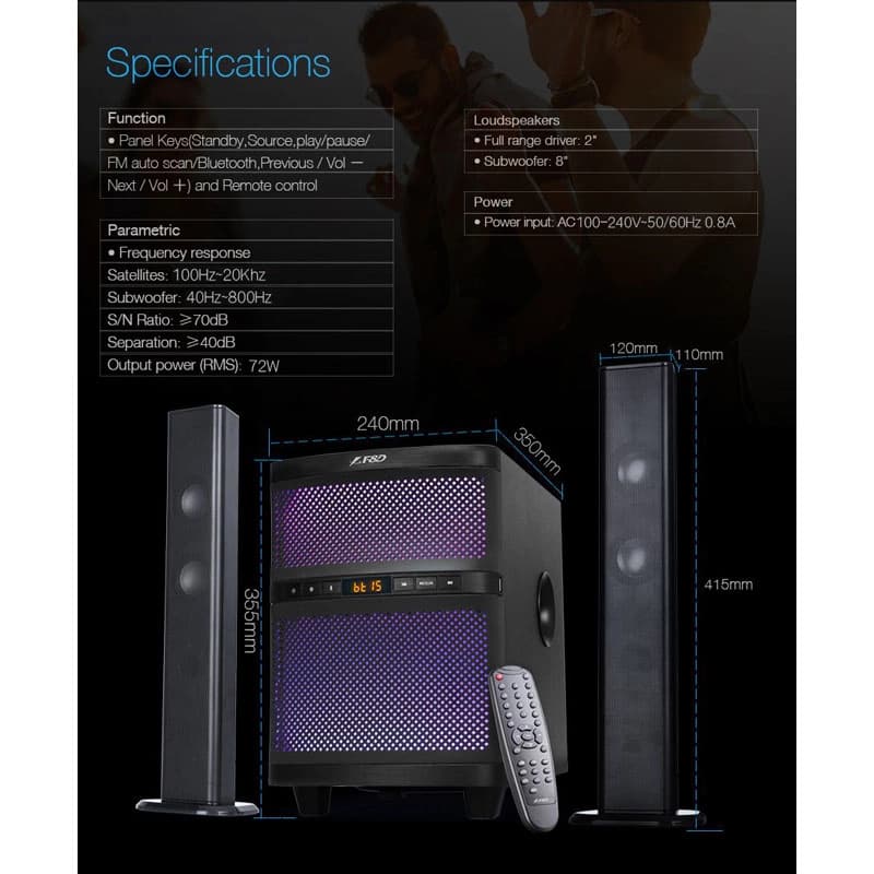 اسپیکر بلوتوثی فندا مدل F&D T200x | T200x — تصویر ۴