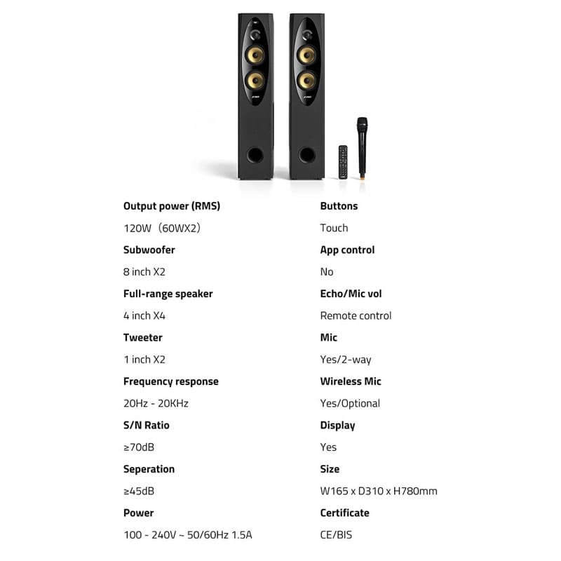 اسپیکر ایستاده بلوتوثی فندا مدل F&D T60x Pro | T60x Pro — تصویر ۳