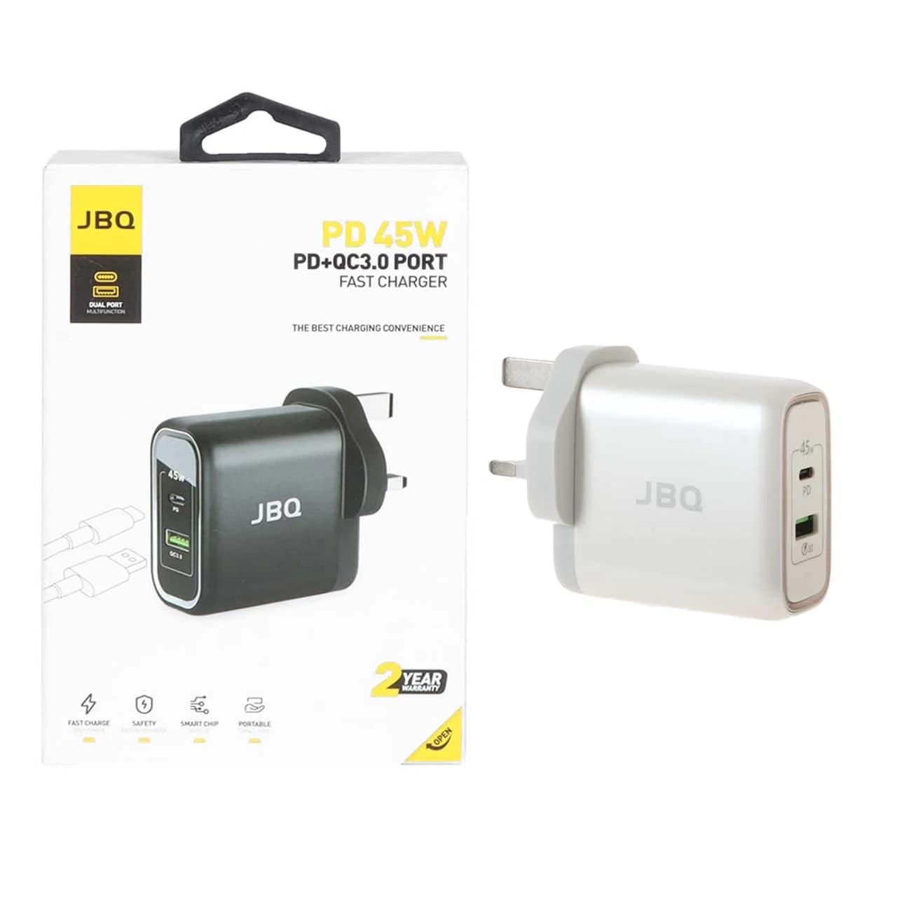 شارژر دیواری فست و PD دو پورت JBQ مدل HC-745 45W – سفید (گارانتی یکساله رصاصی) — تصویر ۶