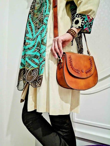 کیف دوشی چرم طبیعی مدل گندم 2