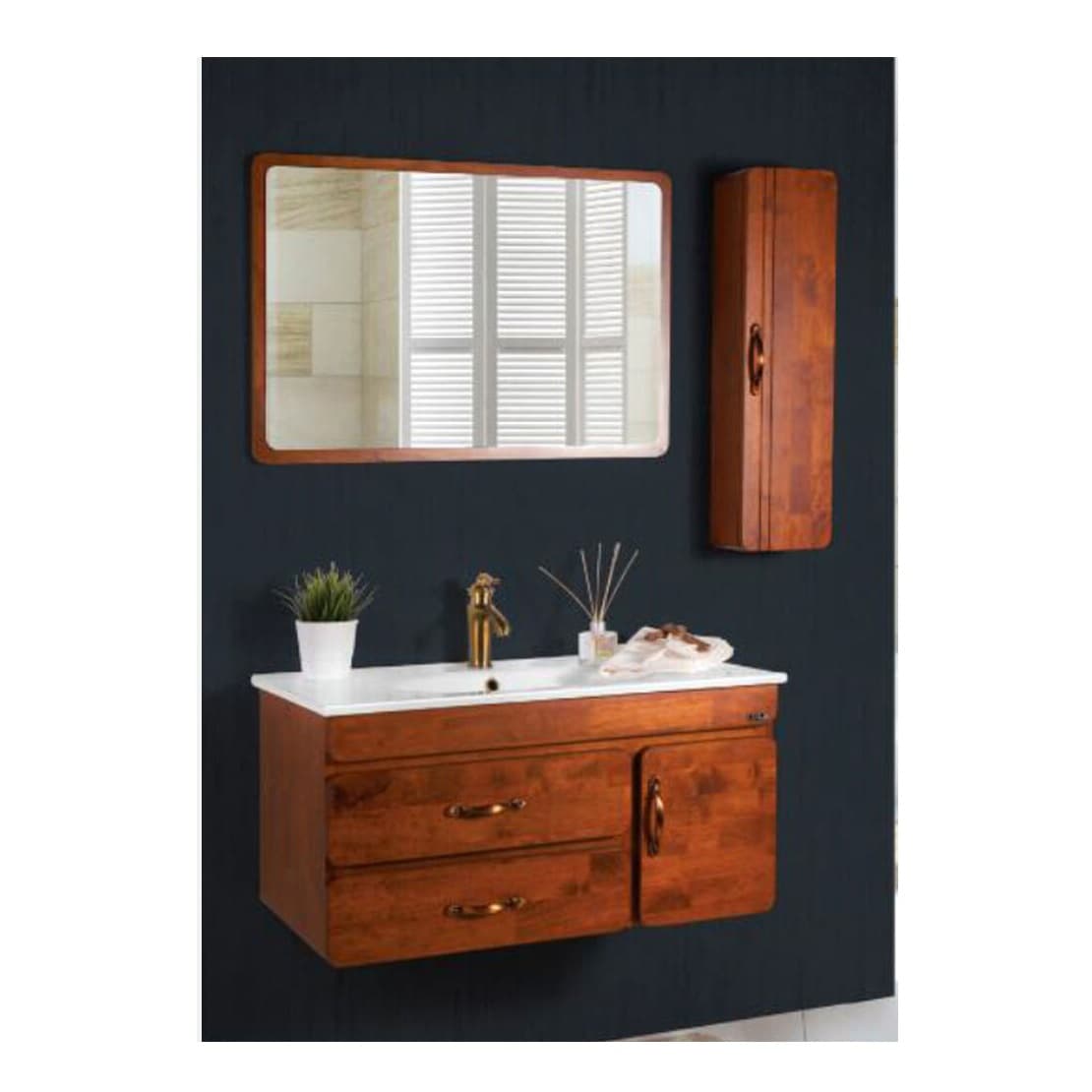 کابینت و روشویی طرح چوب میلان MILAN 800 ابعاد 47 * 81 سانتیمتر