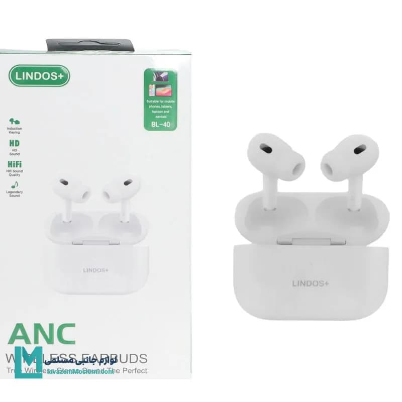 هندزفری بی سیم +Lindos مدل BL-40 ANC سفید کد EV1031 | لوازم جانبی مسلمی