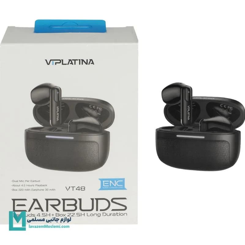 هندزفری بی سیم VIPLATINA مدل VT48 مشکی کد EV1029 | لوازم جانبی مسلمی