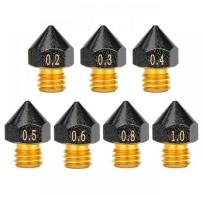 نازل MK8 برنجی شش پر بزرگ سایز ۰.3 با روکش تفلون PTFE Coated