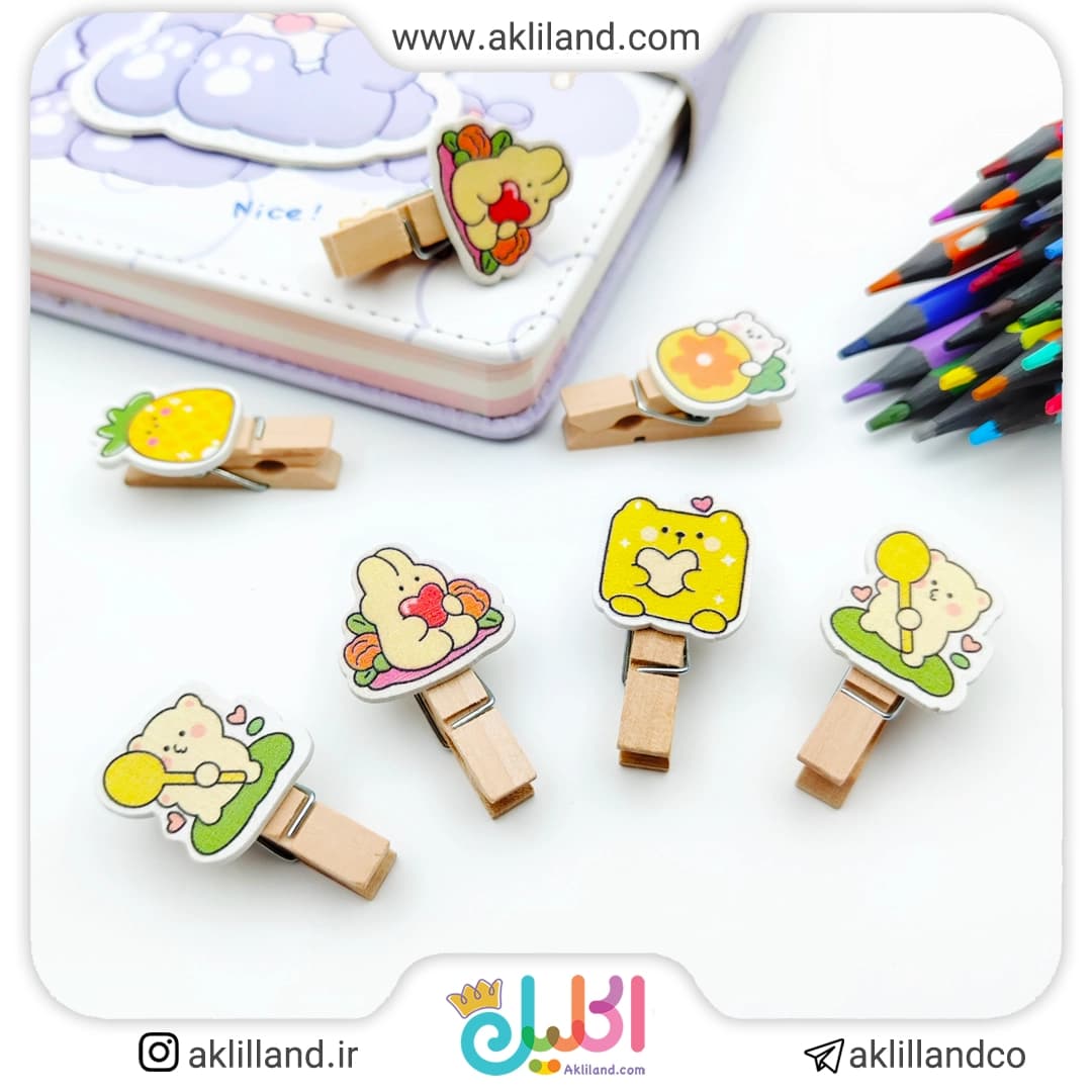 گیره چوبی فانتزی (بسته 10 عددی)