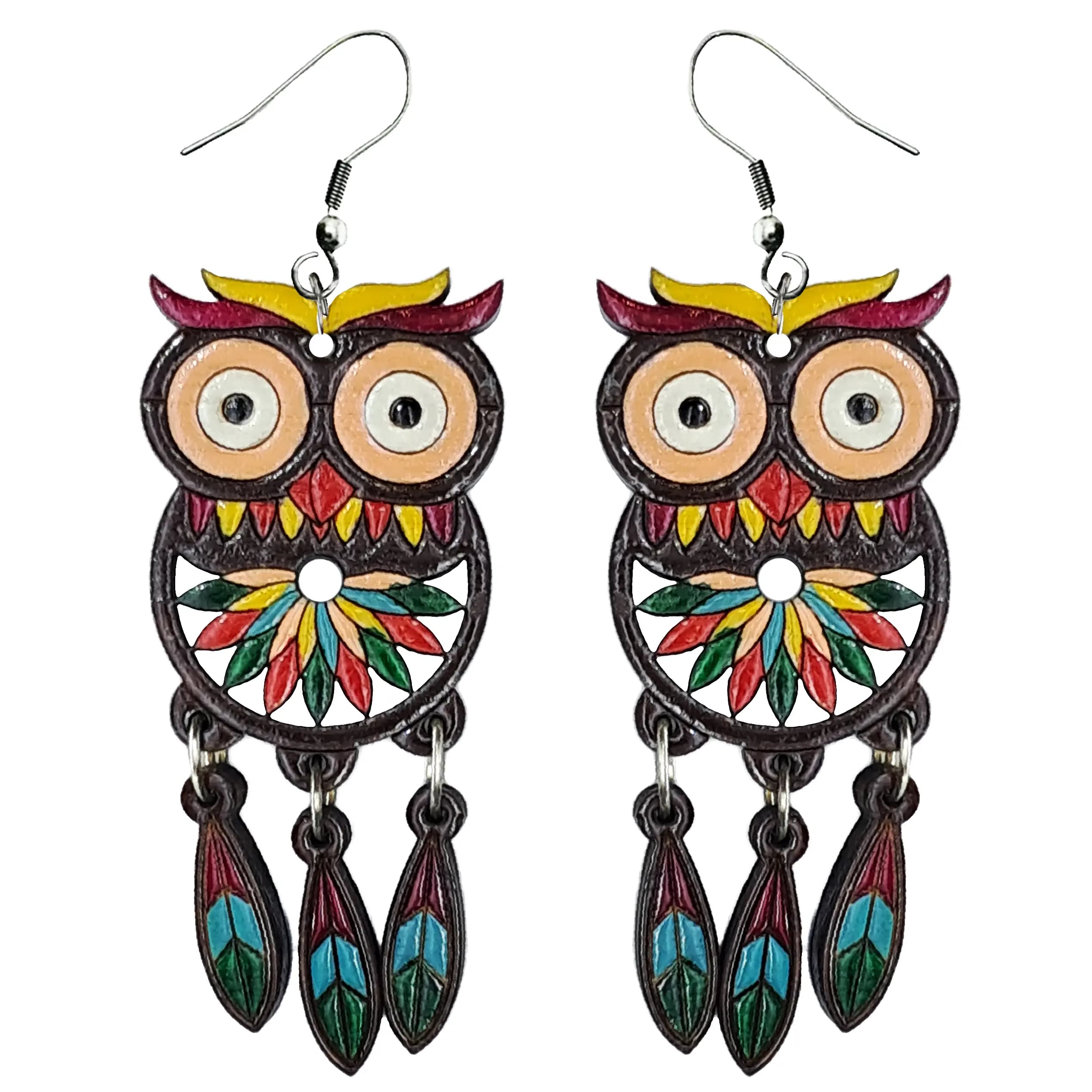 گوشواره چوبی طرح جغد