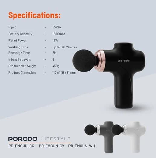 ماساژور دستی پرودو با 4 سری قابل تعویض مدل PD-FMGUN-BK — تصویر ۴