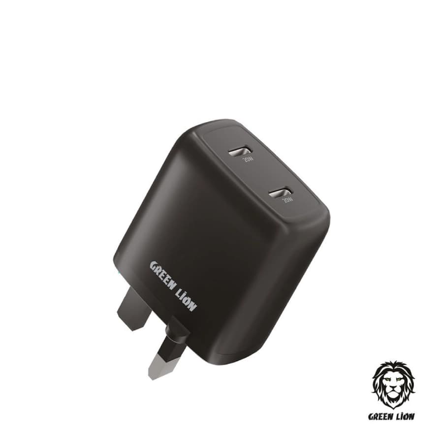 شارژر دیواری 40 وات گرین لاین مدل سه شاخه Dual Port USB-C UK — تصویر ۲