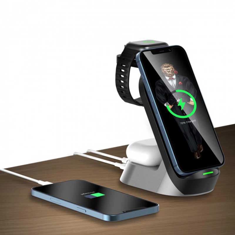 استند شارژر وایرلس 4 کاره ی گرین لاین Fast Wireless Charger 15w — تصویر ۲
