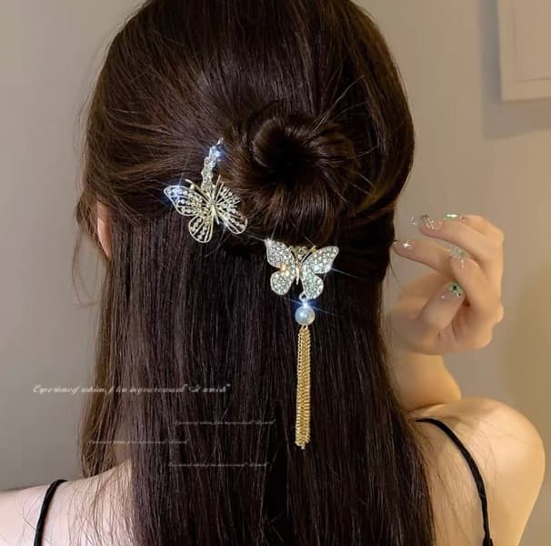 گیره گوجه ای پروانه نگینی آویزدار A884 — تصویر ۵