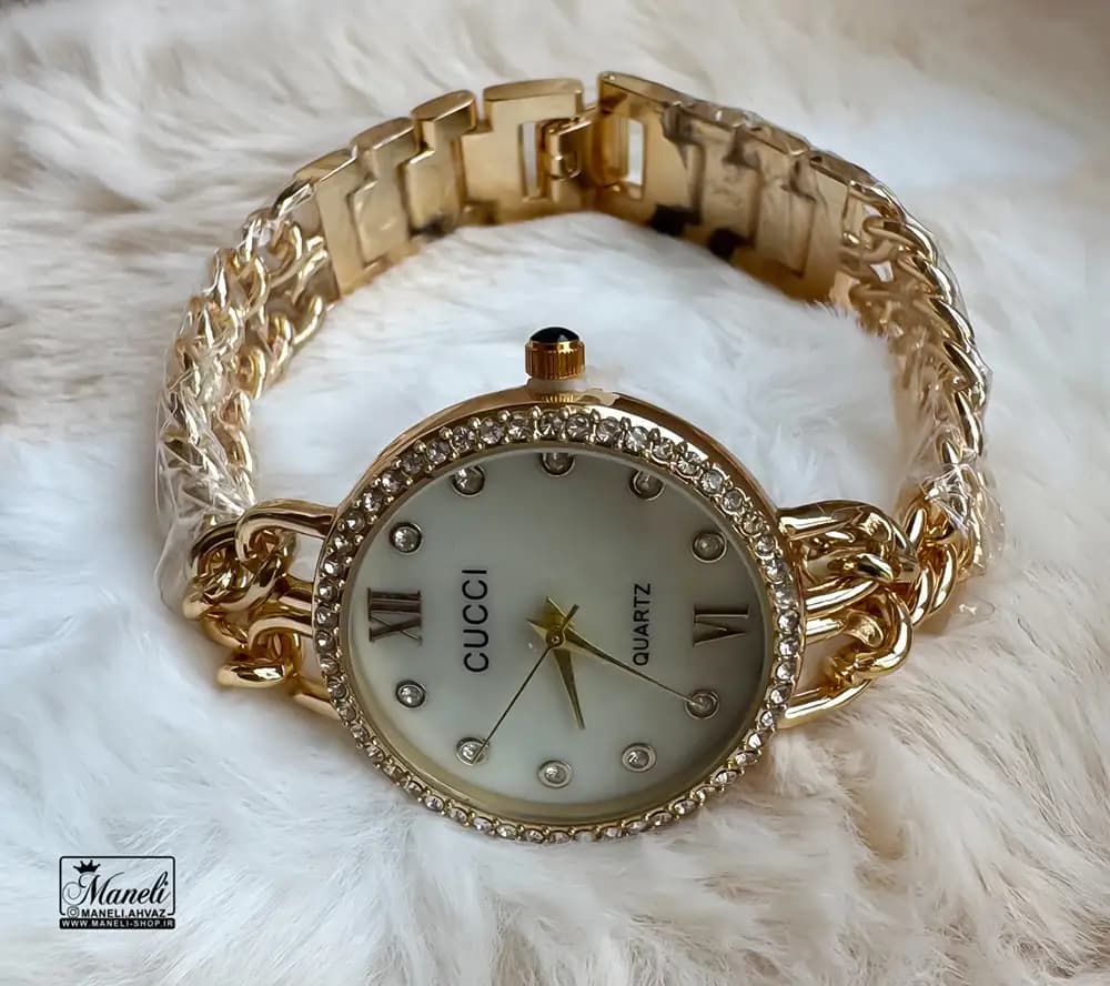 ساعت زنانه طلایی GUCCI با بند کارتیر — تصویر ۸