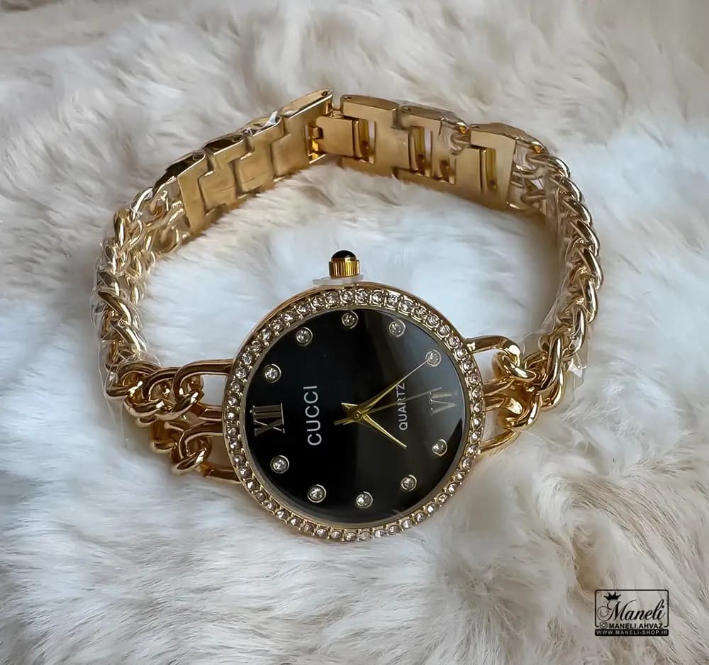 ساعت زنانه طلایی GUCCI با بند کارتیر — تصویر ۶