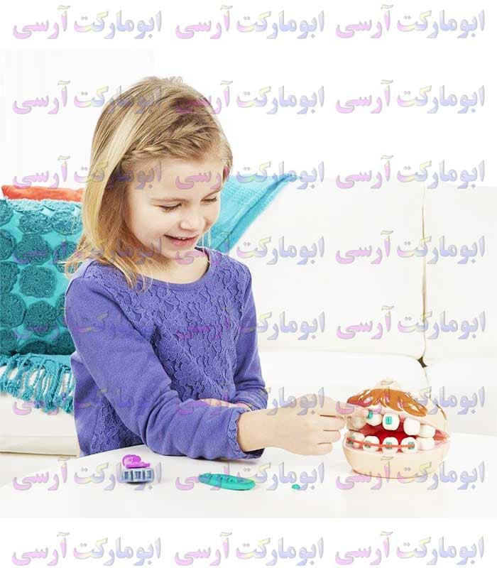 ست دندانپزشکی با خمیر و ابزار باطری خور(پک و برند اصلی Play Doh) تکی بقمت عمده — تصویر ۴