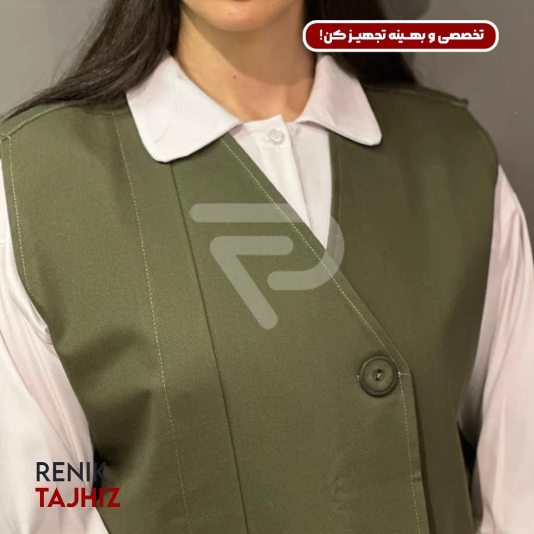 وست طرح ایتالیایی پارچه کتان سبز Renik — تصویر ۲