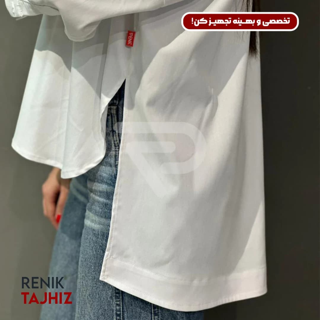 شومیز طرح اسکاتلندی فری سایز سفید RENIK — تصویر ۳